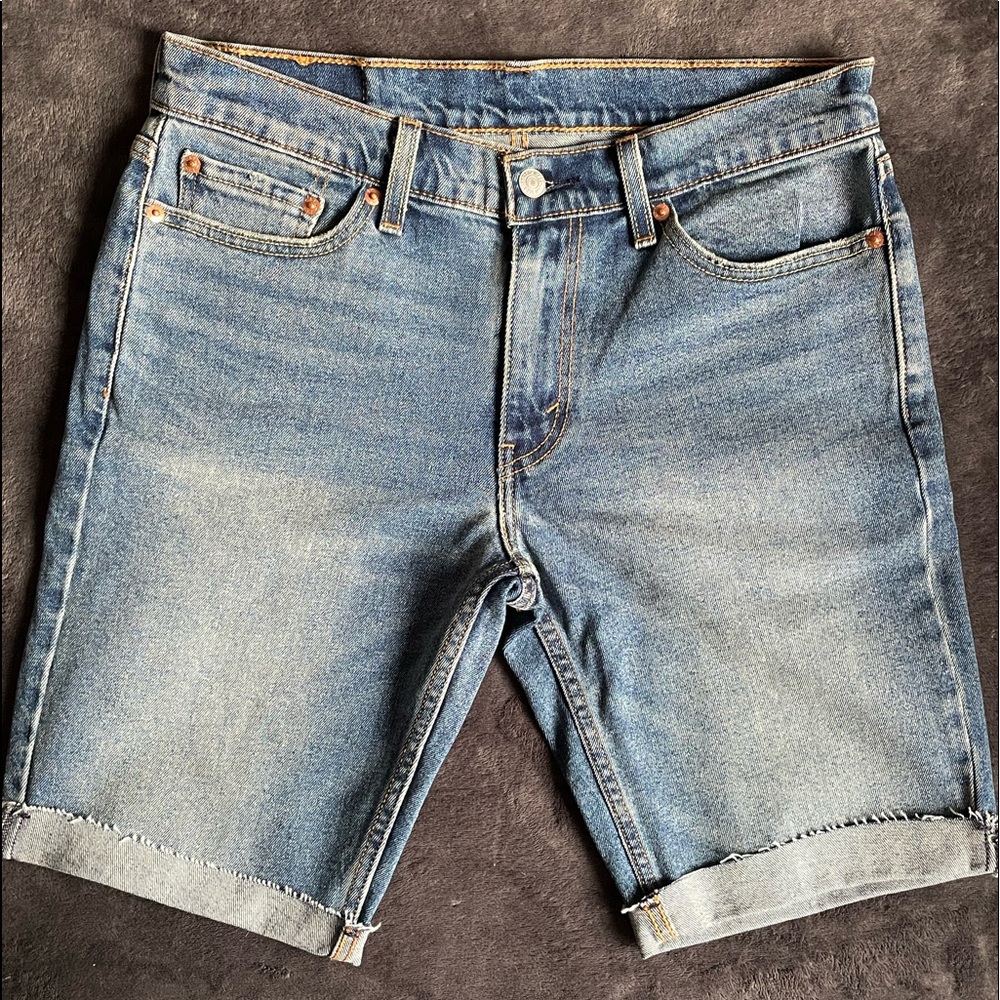 light wash denim shorts